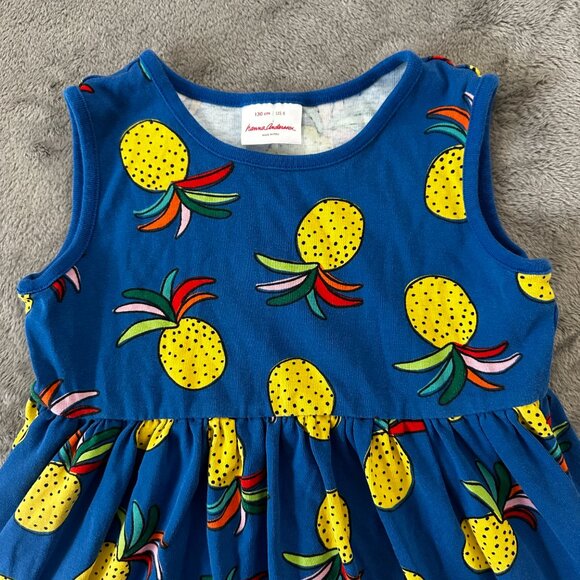 Hanna Andersson Dress size 8 Pineapple Tank Summer Blue Yellow Cotton - Picture 2 of 4